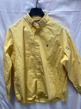 Ralph Lauren Men’s Pale Yellow Oxford Button-Down Shirt with Navy Pony